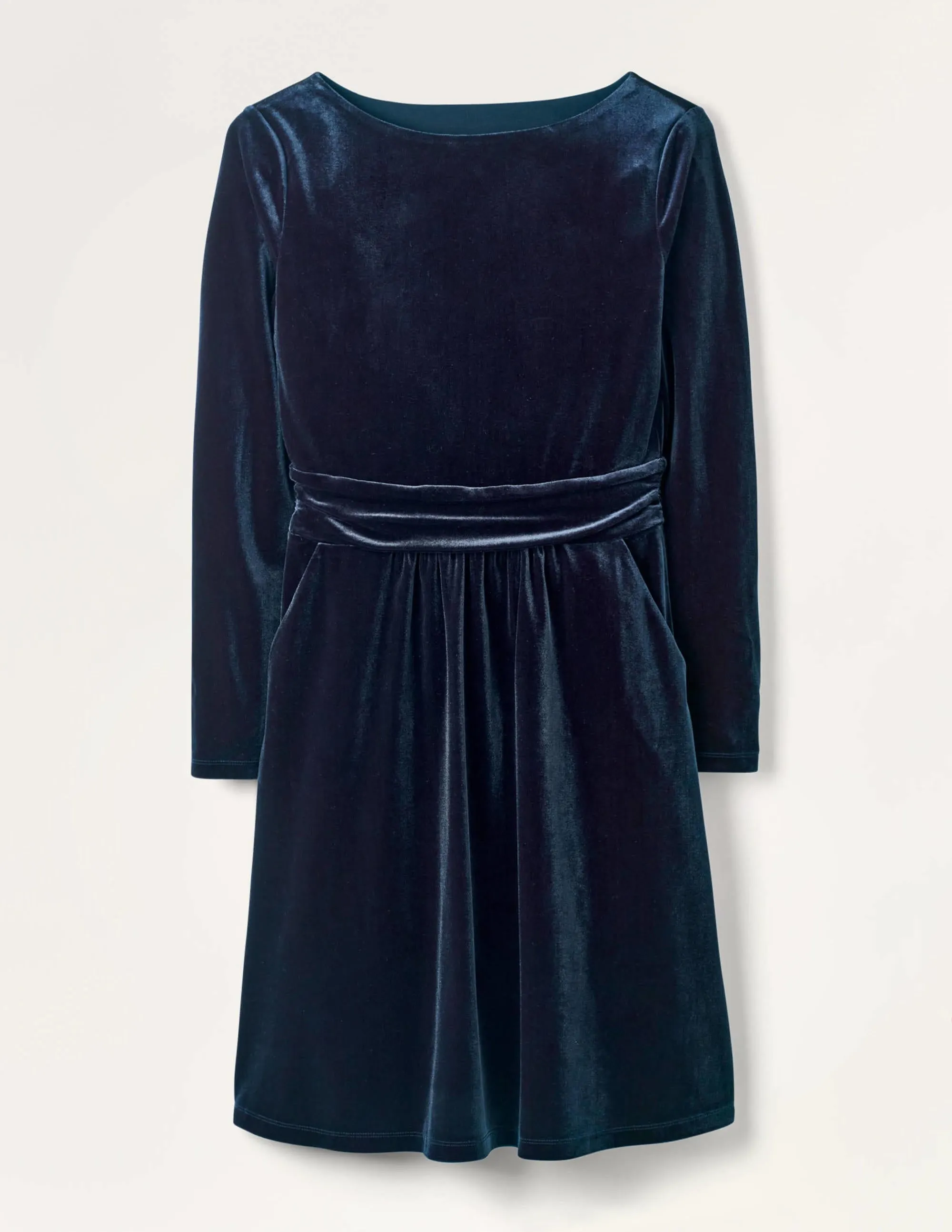 Abigail Velvet Dress-Navy
