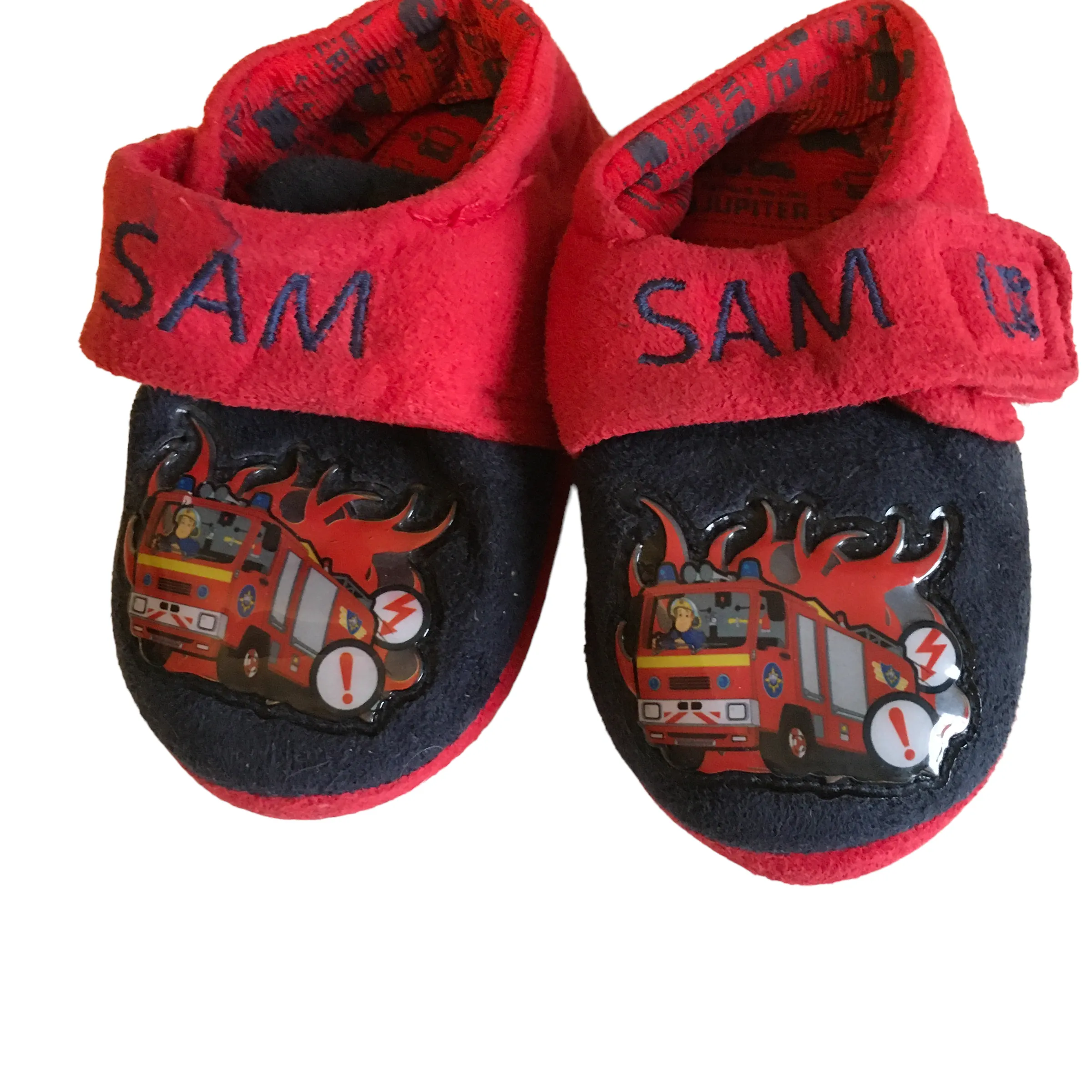 Fireman Sam Boys Red/Navy Velcro Slippers - Boys Size Infant UK 4 EUR 20