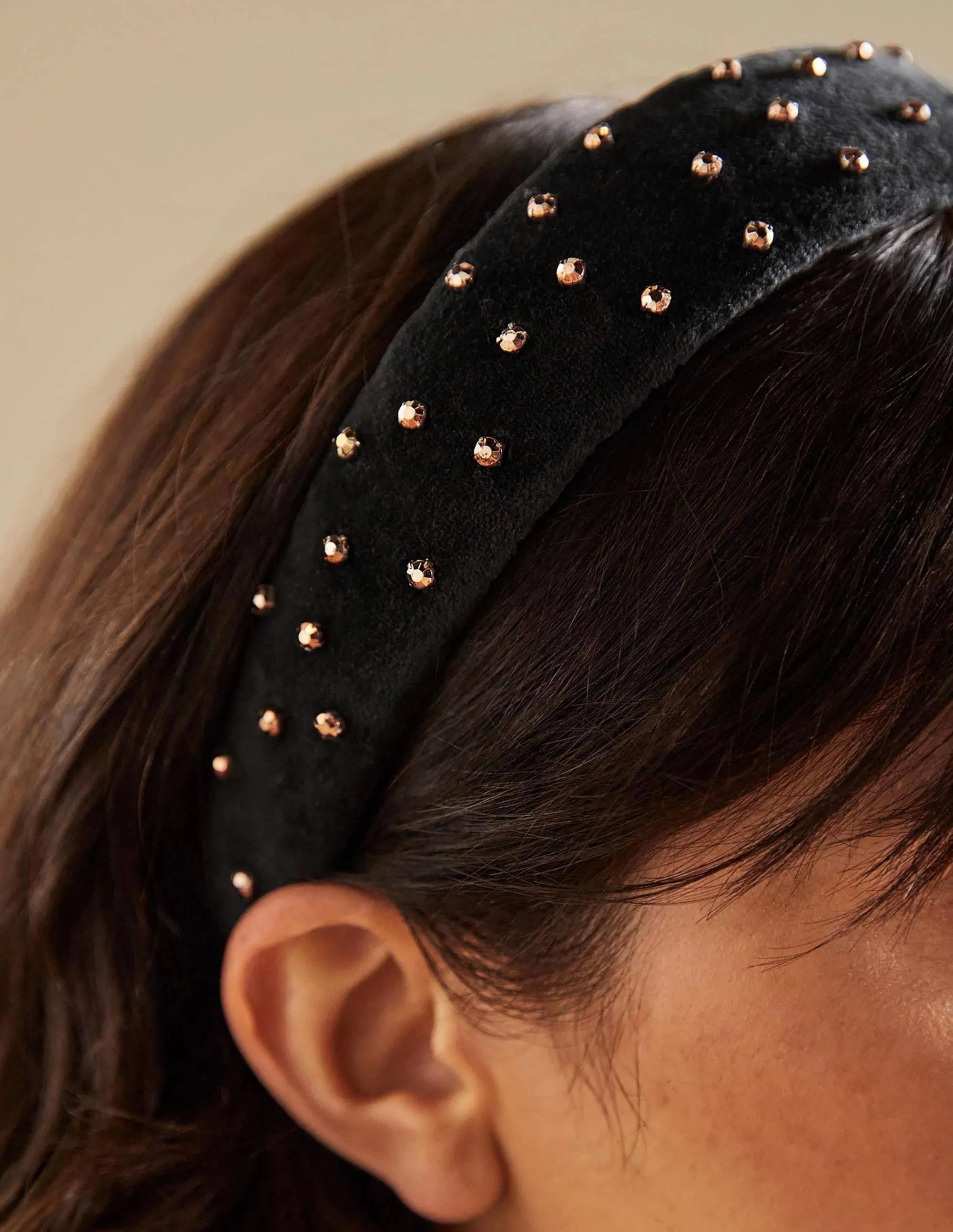 Jewelled Headband-Black/Gold Jewels