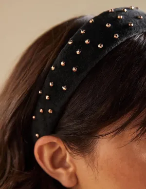 Jewelled Headband-Black/Gold Jewels