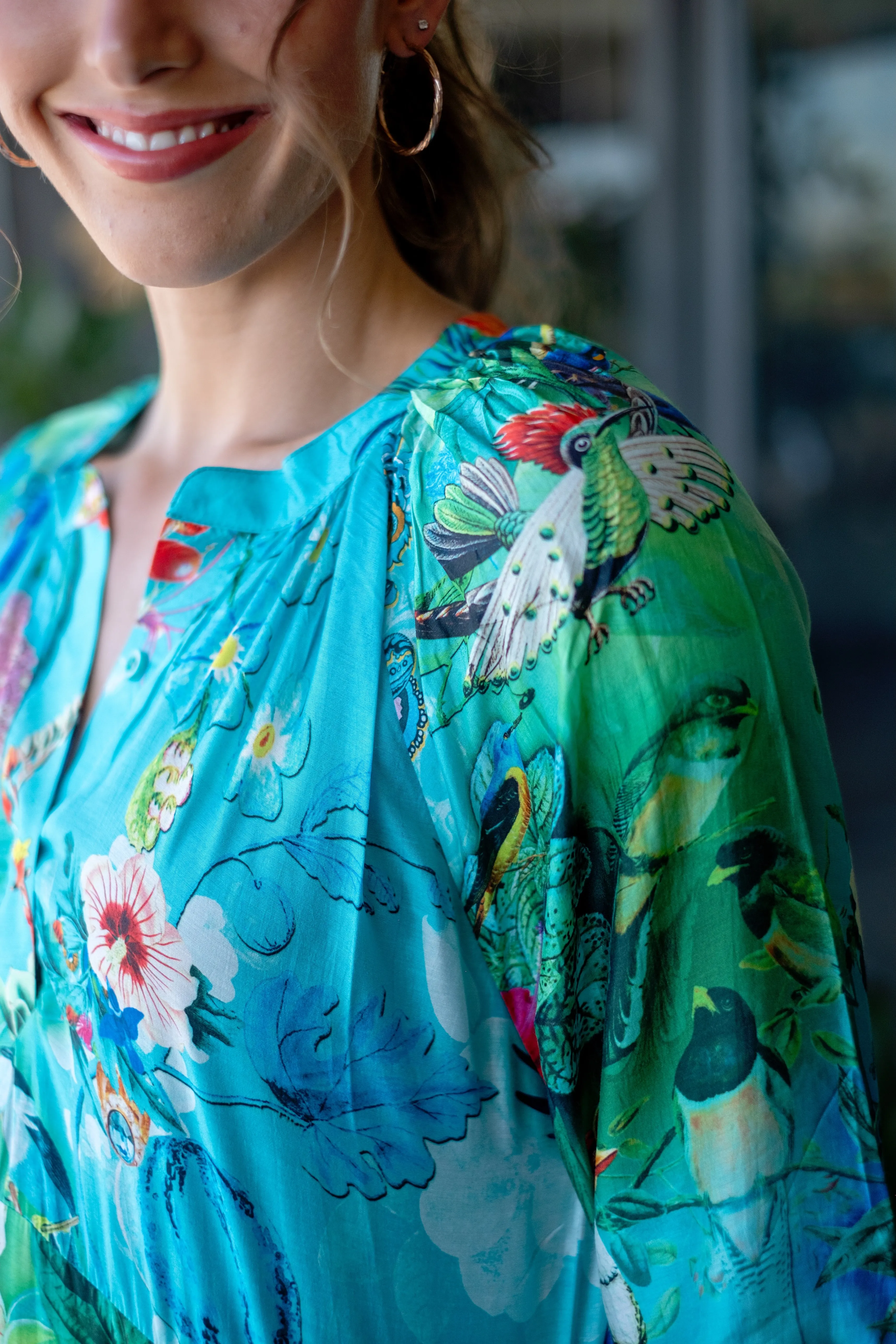 Jubilee Dress Turquoise Hibiscus
