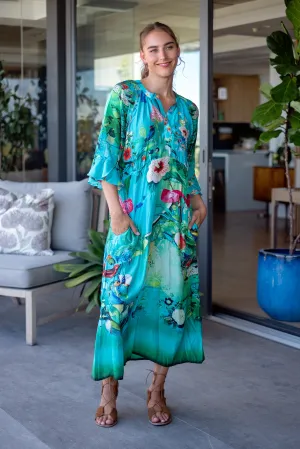Jubilee Dress Turquoise Hibiscus