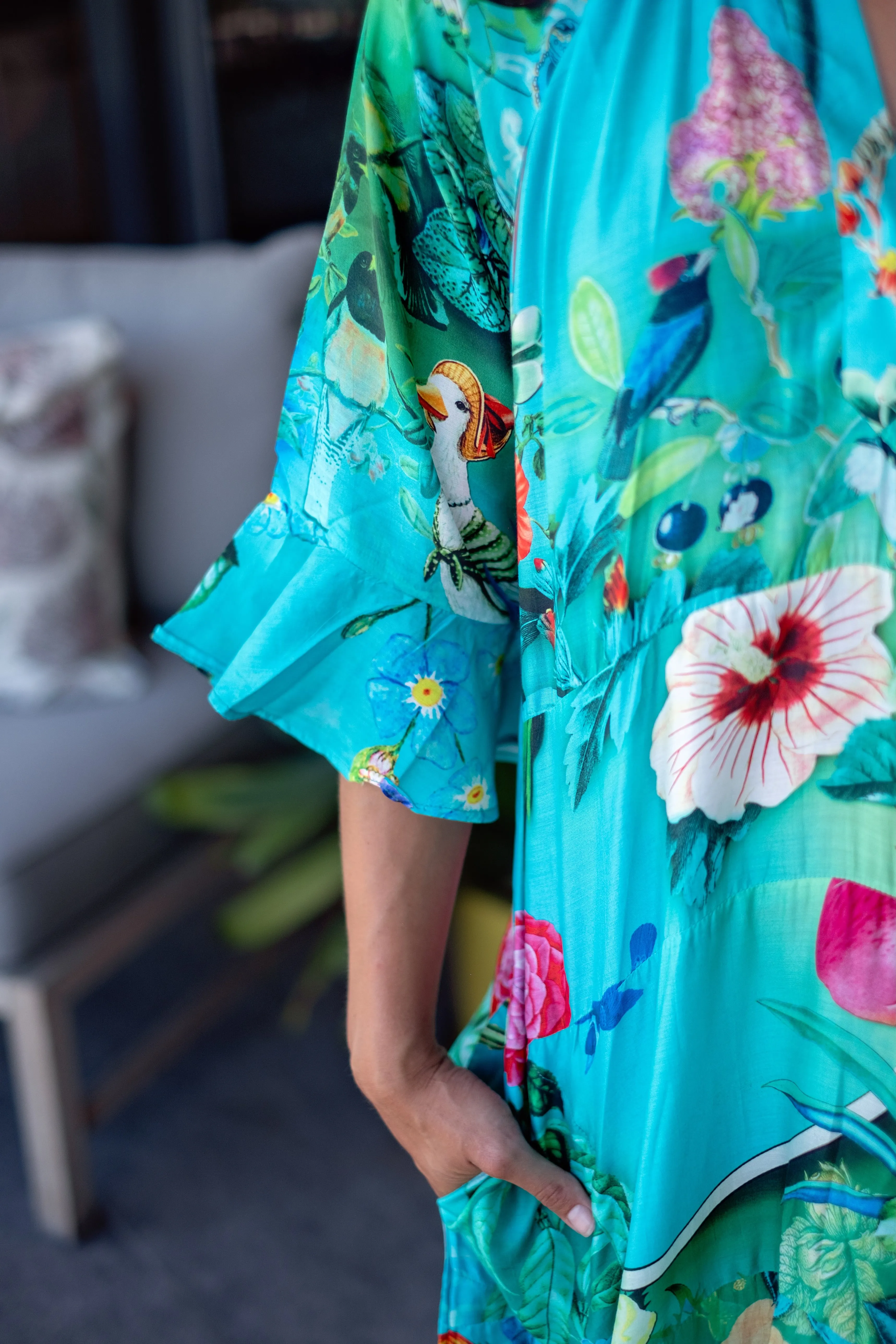 Jubilee Dress Turquoise Hibiscus