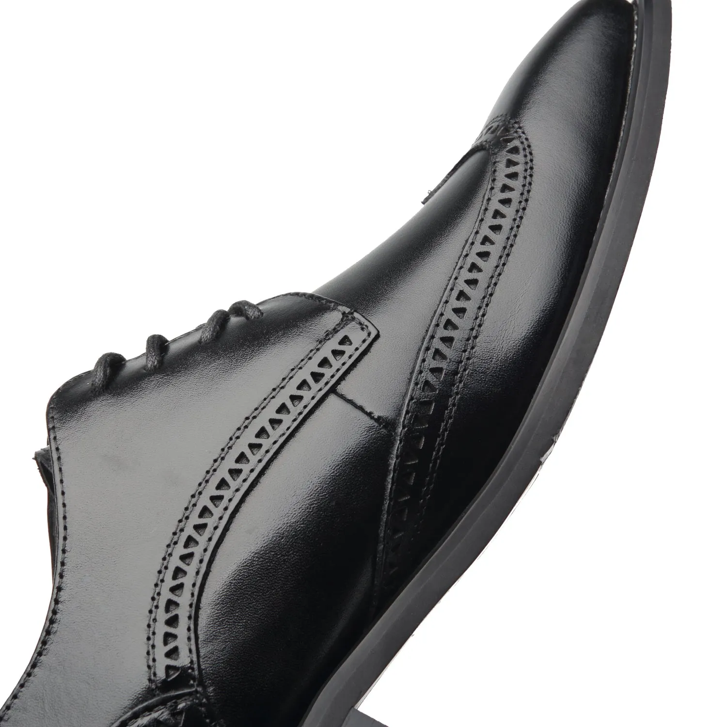 Men Dress Shoes Lace Up Oxford Classic Plain Toe Modern Formal Leather Shoes-Black