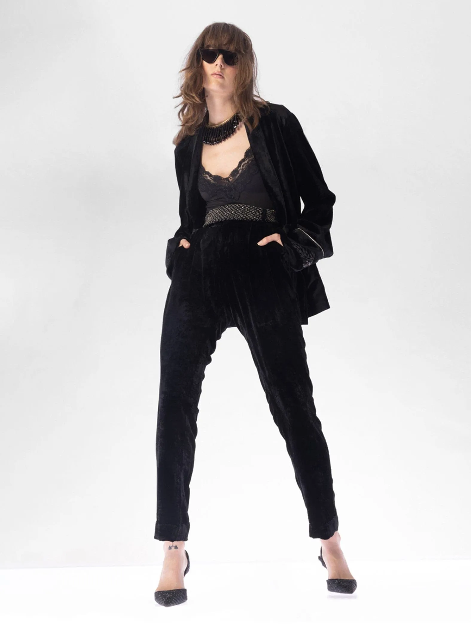 Onyx Black Velvet Jacket