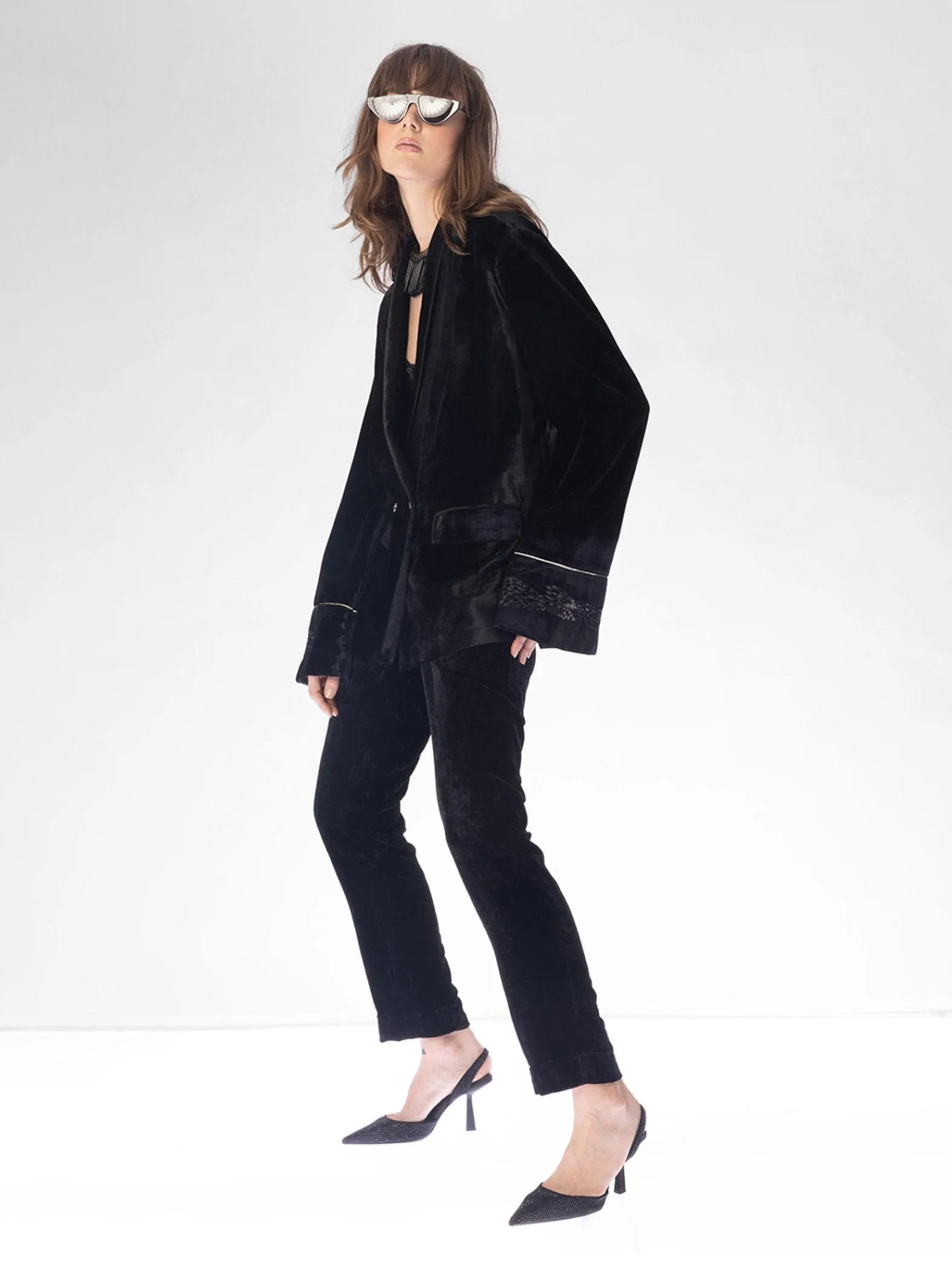Onyx Black Velvet Jacket