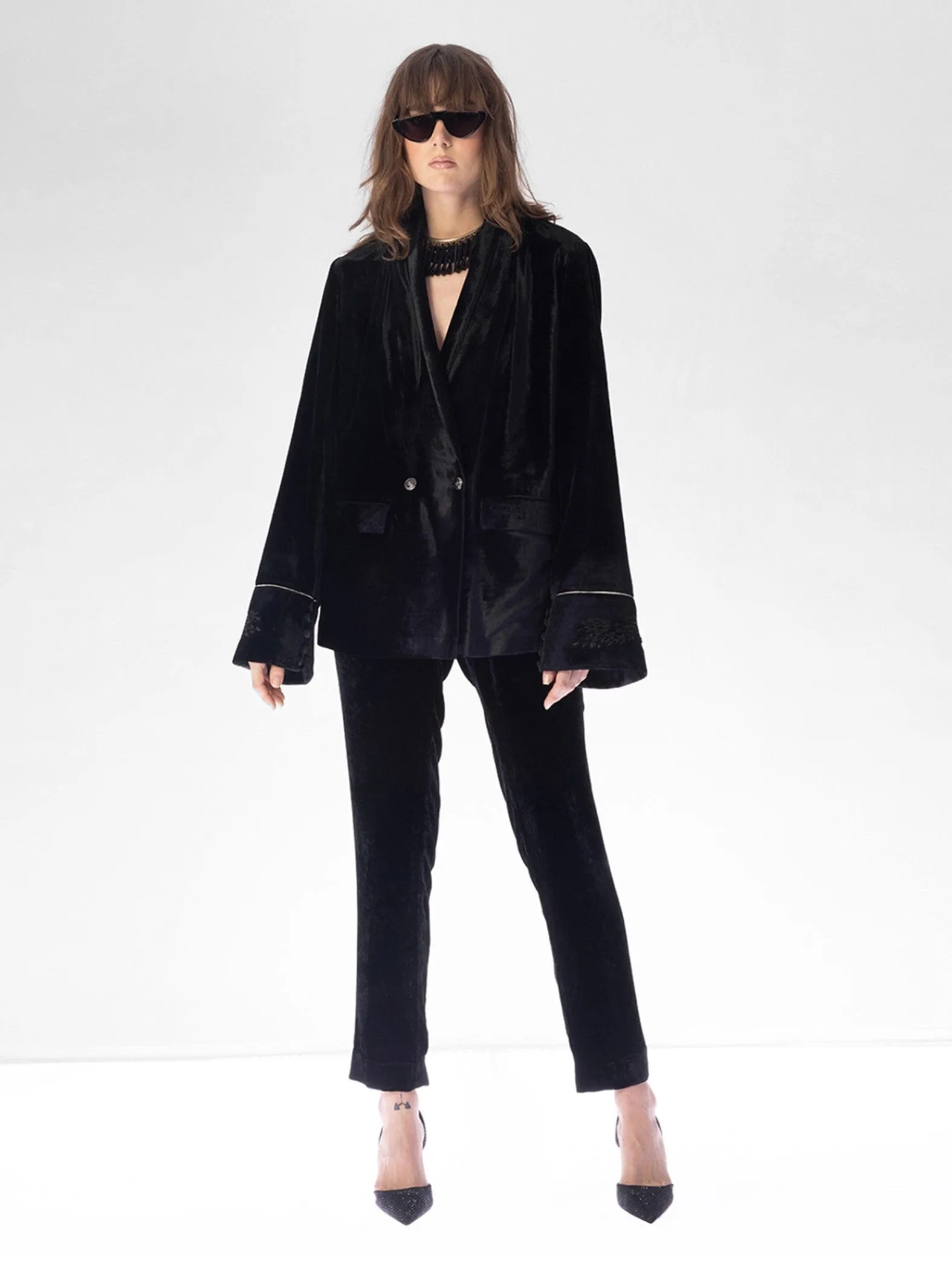 Onyx Black Velvet Jacket