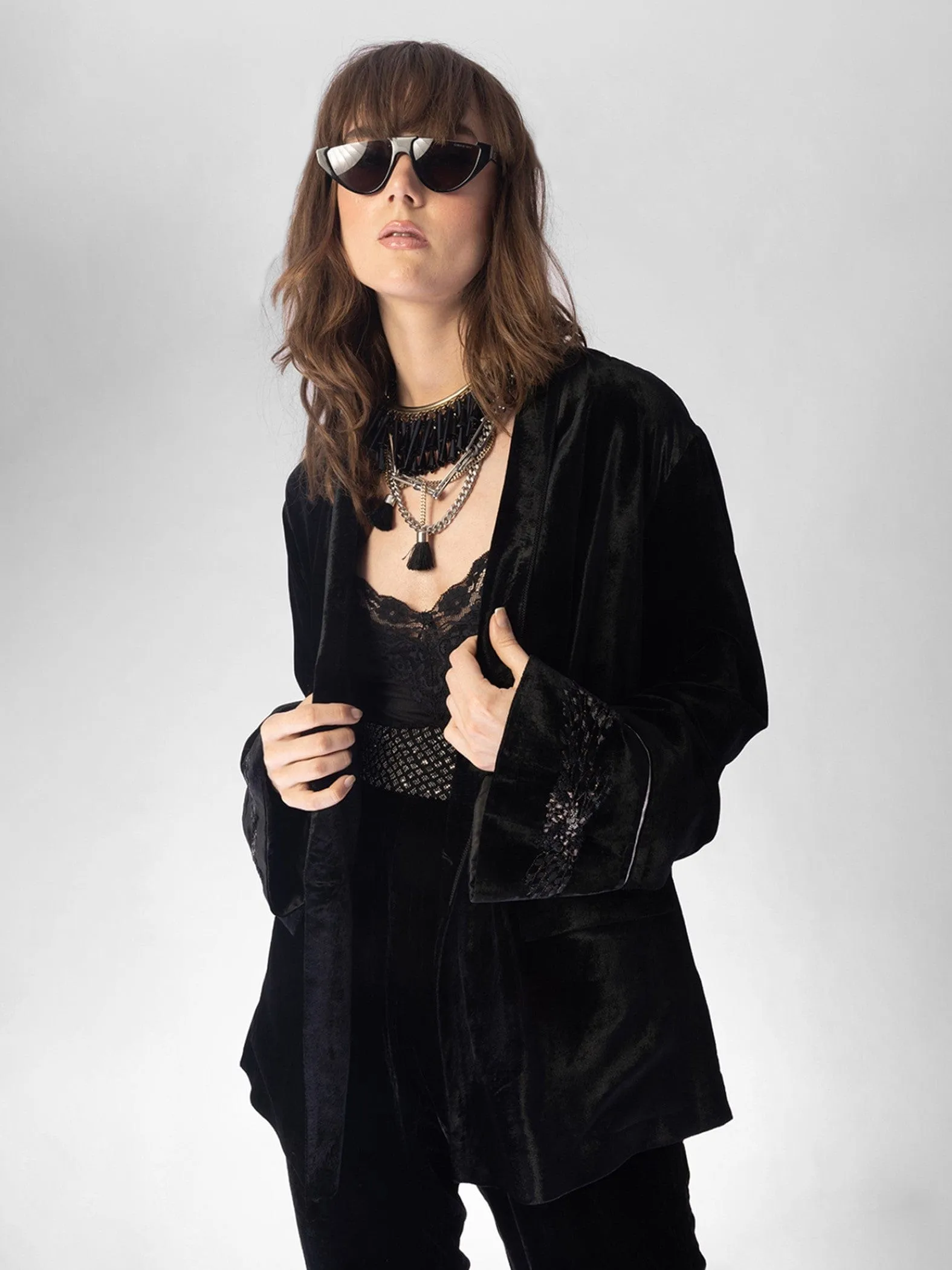 Onyx Black Velvet Jacket