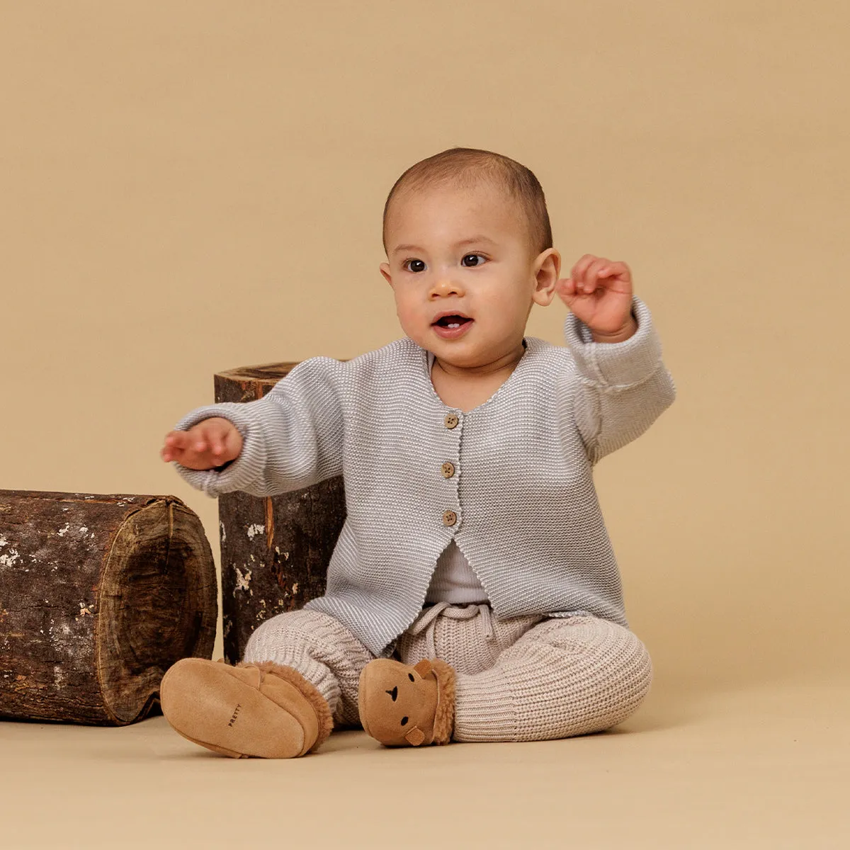 Pretty Brave Cosy Moc Baby Slippers (Tan)