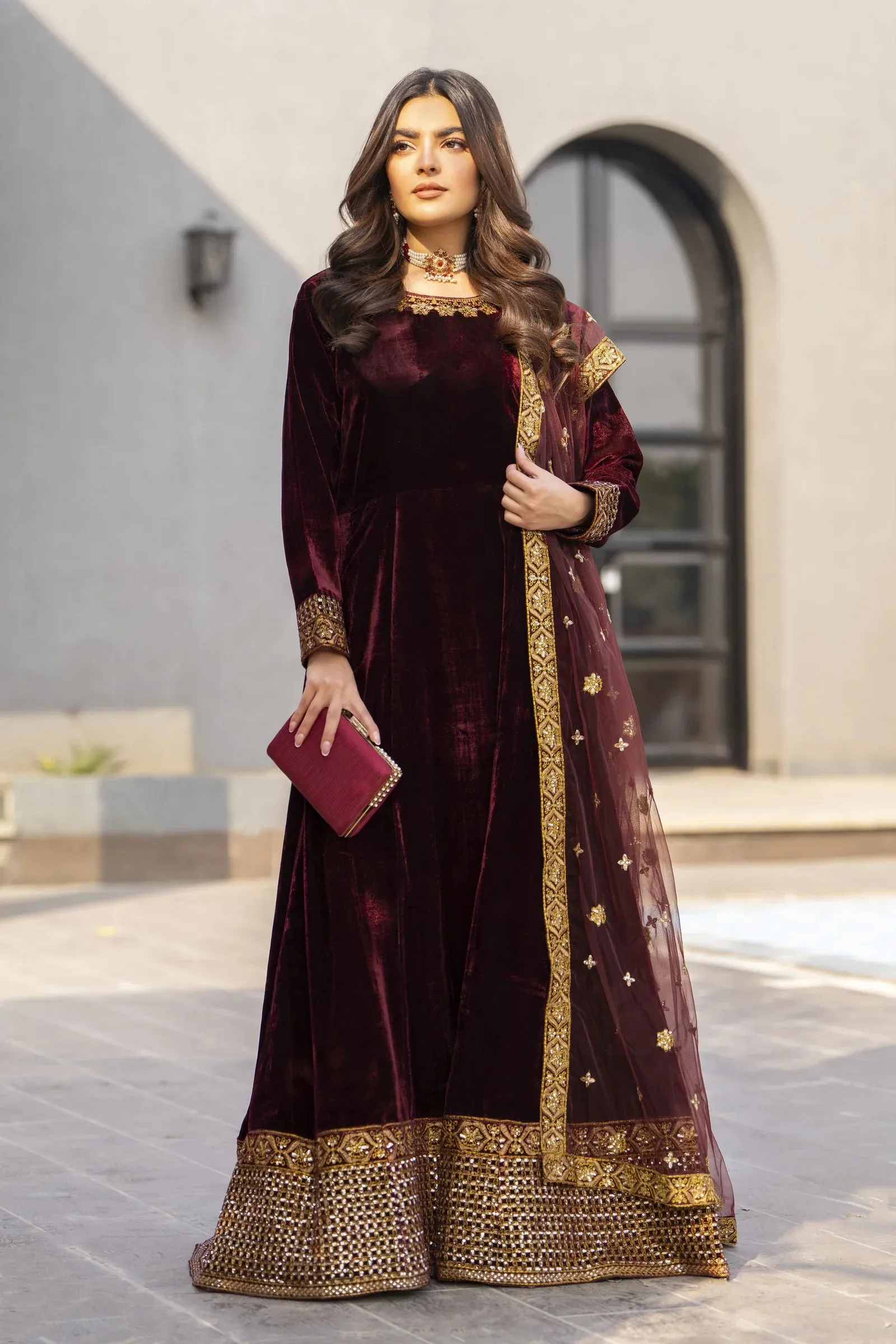 Velvet Noir Long Frock Womenswear by Aleezay  VNA5