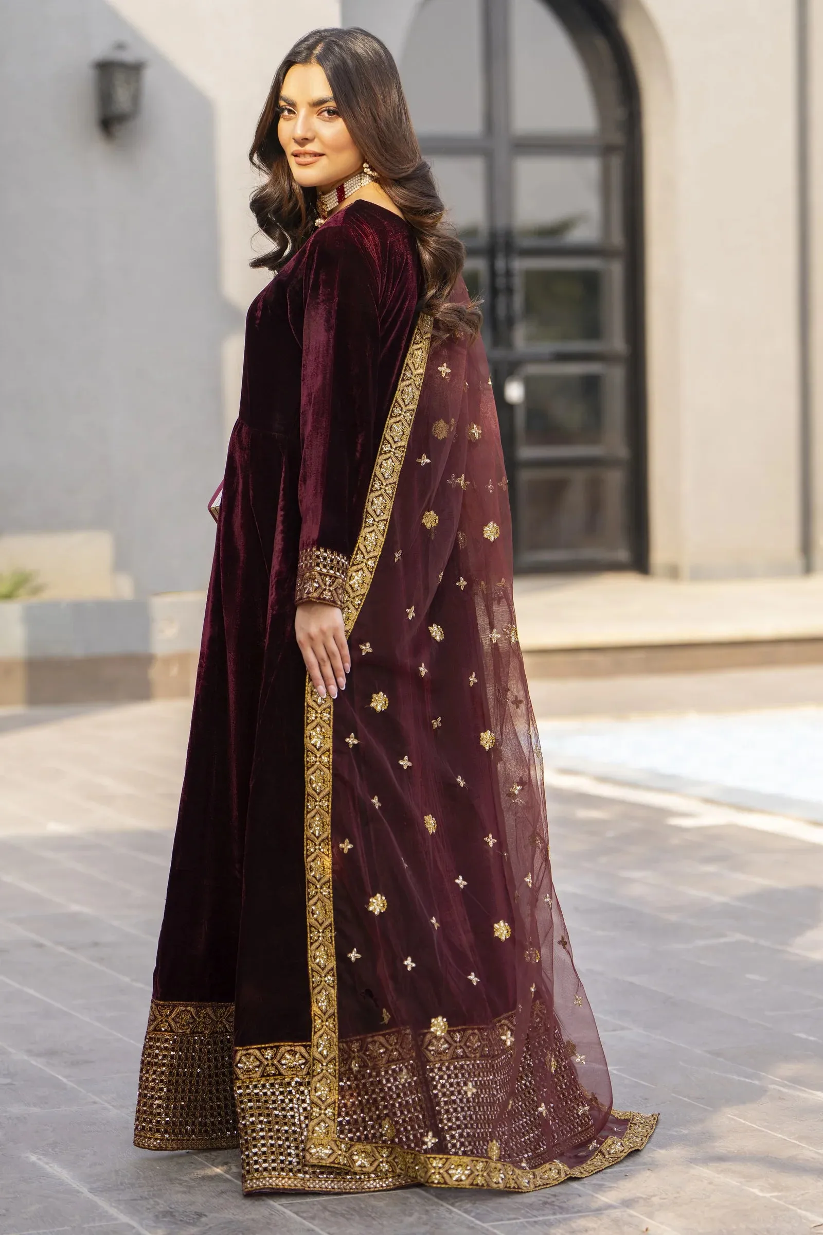 Velvet Noir Long Frock Womenswear by Aleezay  VNA5
