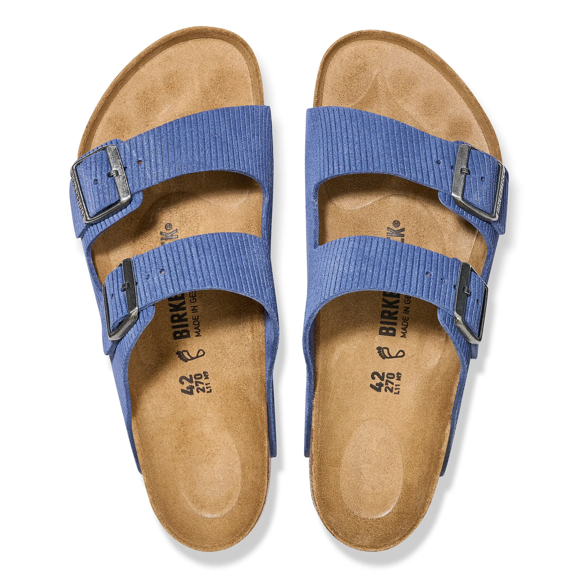 Women's Birkenstock Arizona Suede Embossed Color: Corduroy Indigo (MEDIUM/NARROW WIDTH)