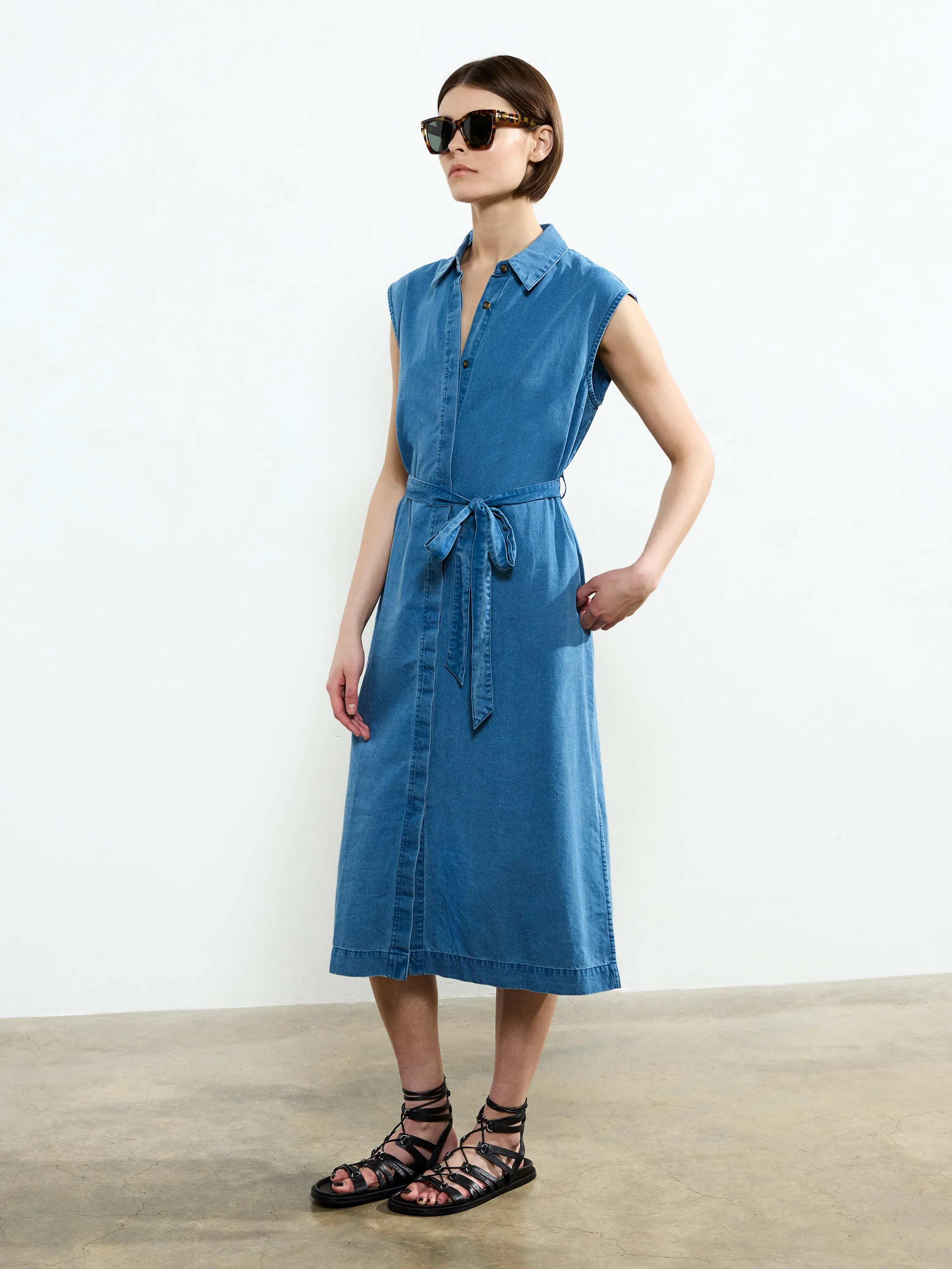 Zaves Chambray Midi Dress